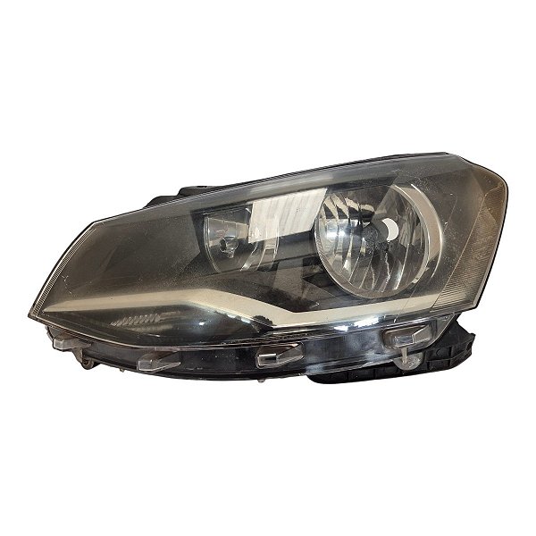 Farol Dianteiro Fox Crossfox Spacefox 2010 A 2014 (Lente Manchada) Esquerdo Mascara Negra Aro Cromado Foco Duplo Paralel