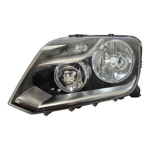 Farol Dianteiro Amarok 2011 A 2017 (Craquelado Na Lente) Esquerdo Mascara Negra Aro Cromado Foco Duplo Original