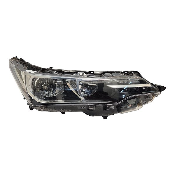 Farol Dianteiro Corolla 2018 A 2019 (Suportes Quebrados) Led Direito Mascara Negra Aro Cromado Original