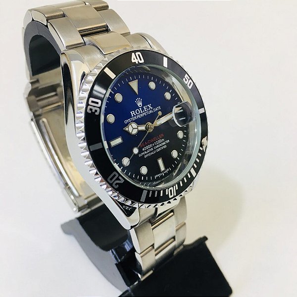 rolex preto e azul