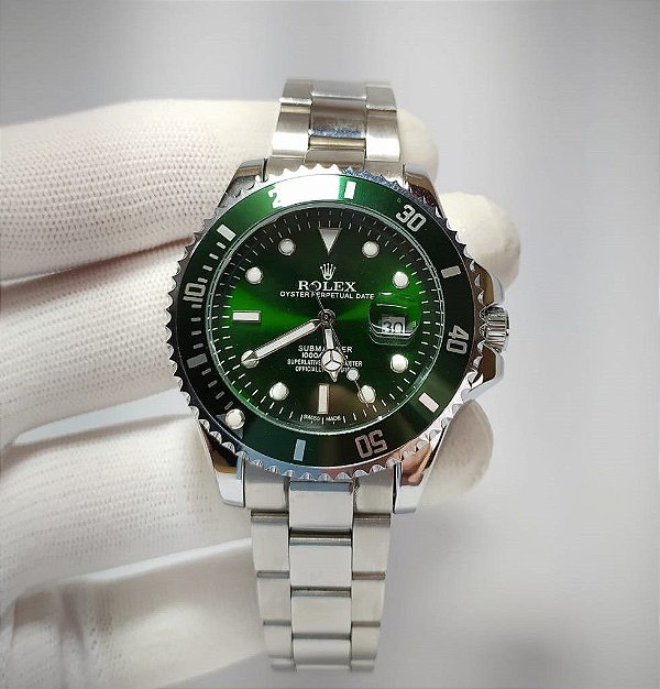 Rolex prata e verde Clearance