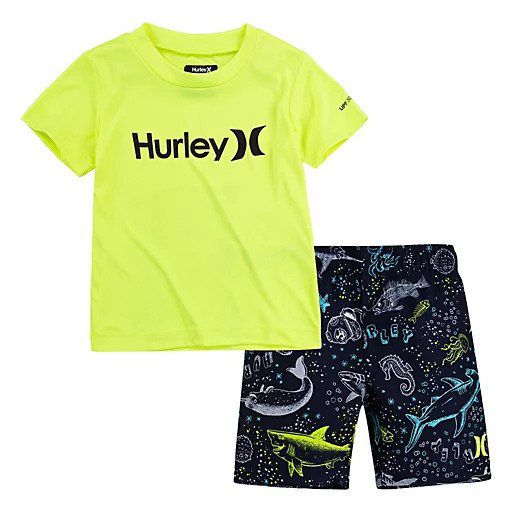 Roupa Infantil Menino Hurley Conj 2 Pçs Camiseta Neon - Bazar Kids Eua