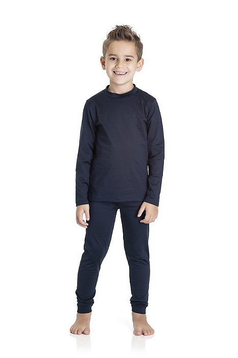 Roupa Infantil Dadomile Pijama Térmico Azul Marinho - Bazar Kids Eua