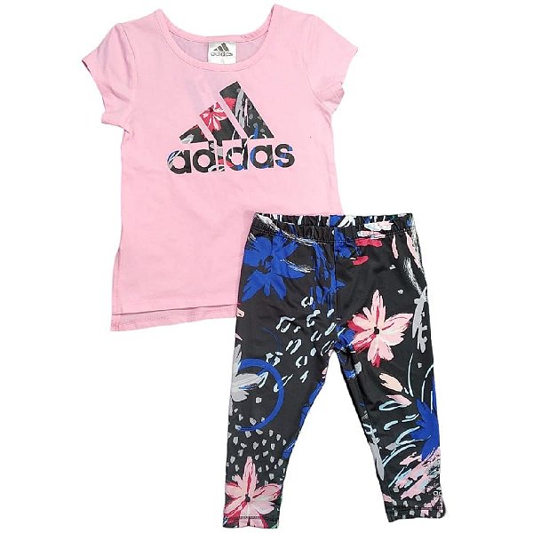 Roupa Infantil Menina Adidas Conj 2 Pçs Camiseta Rosa - Bazar Kids Eua