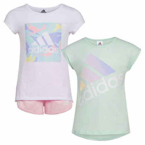 Roupa Infantil Menina Adidas Conj 3 Pçs Camiseta Branca e Verde - Bazar  Kids Eua