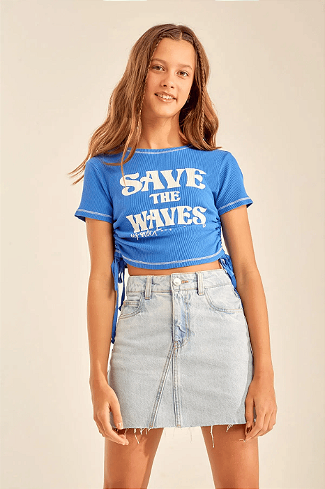 Roupa Infantil Feminina Menina Camiseta Cropped Regulável Waves Azul -  Bazar Kids Eua