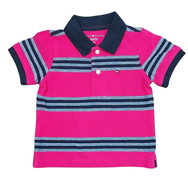 Roupa Infantil Menino Tommy Hilfiger Camisa Polo Pink Listras - Kids Eua
