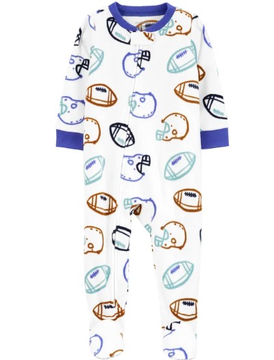Roupa Infantil Menino Carters Macacão Fleece Cinza Futebol Americano