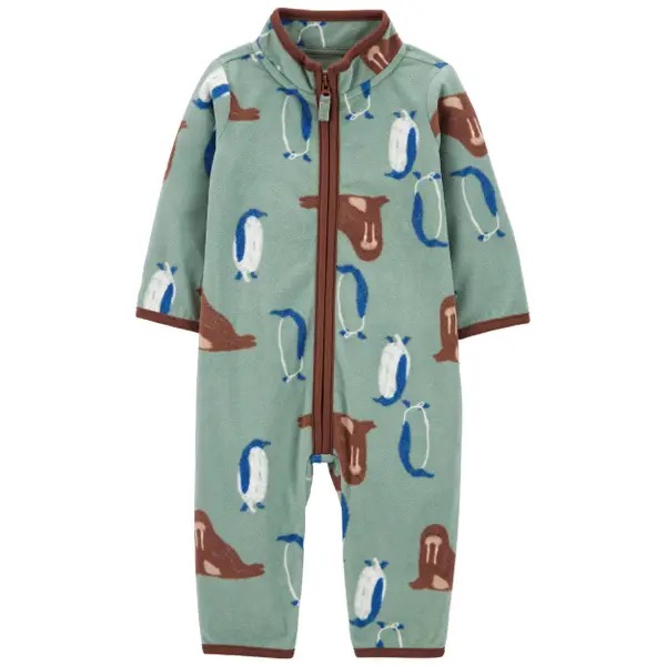 Roupa Infantil Menino Carters Macacão Fleece Verde Leão Marinho