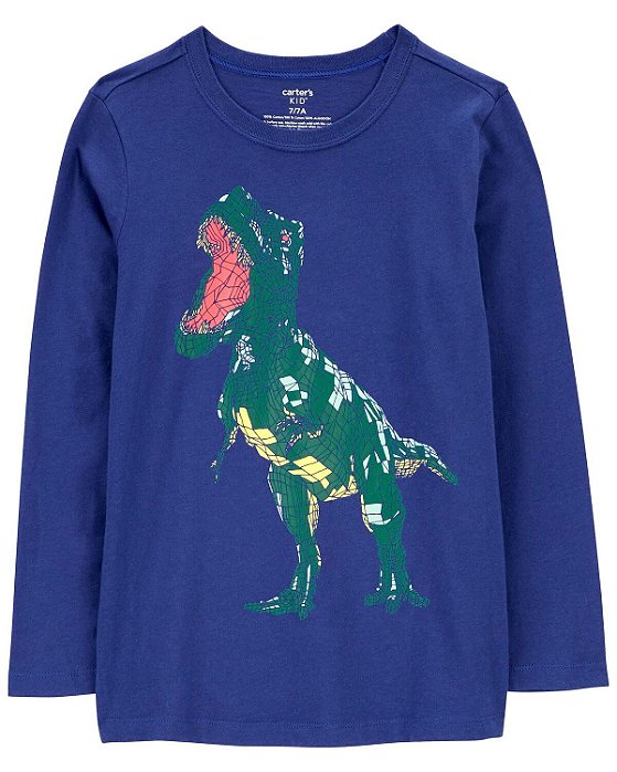 Camiseta Carter’s Manga Longa Azul Dino – Infantil Menino