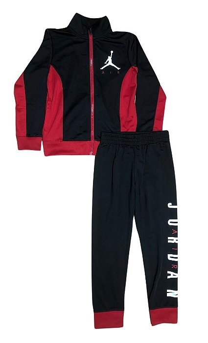 Roupa Infantil Menino Jordan Conj 2 Pçs Jaqueta Preta e Vermelha Dry Fit