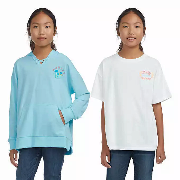 Kit Infantil Menina Hurley – Moletom com Camiseta Verde e Branca