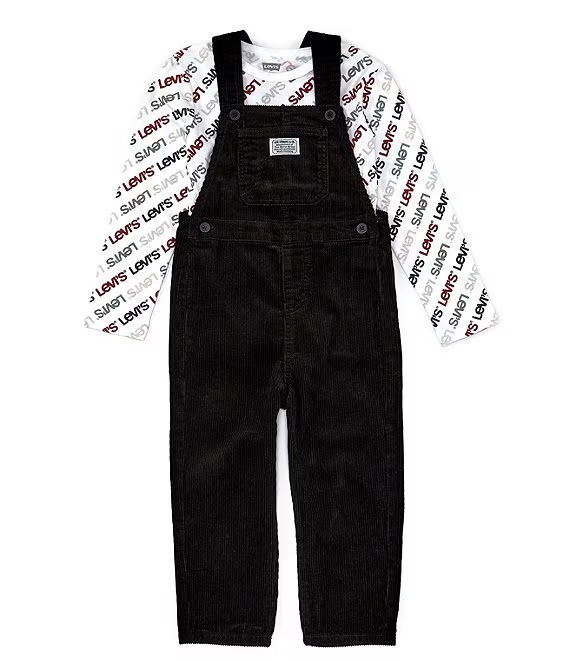 Roupa Infantil Menino Levis Conj 2 Pçs Jardineira Veludo Preta