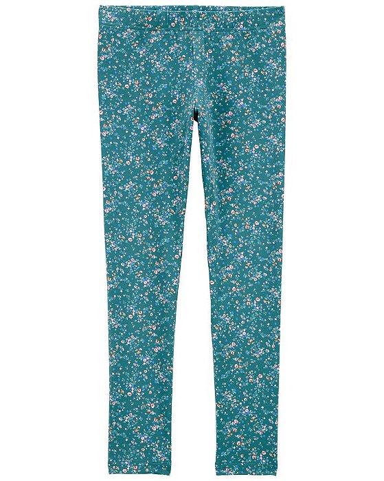 Calça Legging Infantil Menina Carter’s Verde Estampa Flores