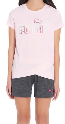 Roupa Infantil Menina Puma Conj 2 Pçs Camiseta Rosa