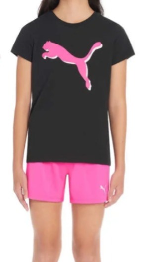 Roupa Infantil Menina Puma Conj 2 Pçs Camiseta Preta