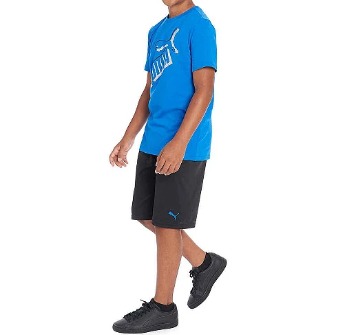 Conjunto Infantil Puma Camiseta Azul e Shorts Preto – 2 Pçs