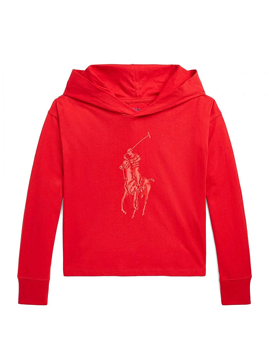 Camiseta Infantil Ralph Lauren Menina – Vermelha com Gorro Estiloso
