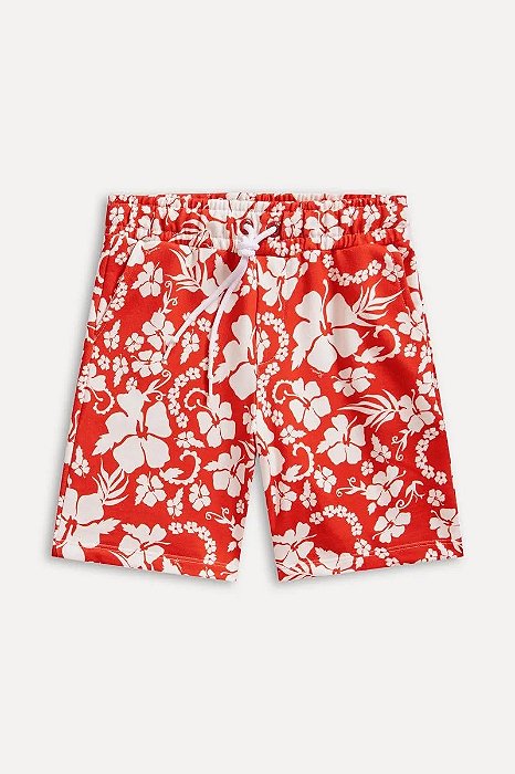 Bermuda Infantil Reserva Mini Moletom Hibisco Vermelho