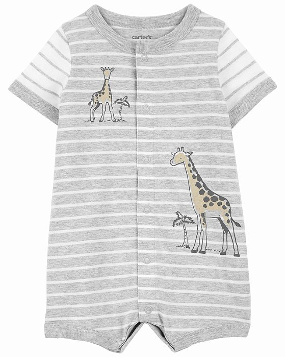 Romper Carter’s Cinza Listrado Girafa – Conforto e Estilo
