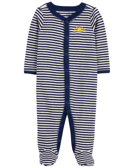 Macacão Carter’s Atoalhado Azul Listrado Sol – Bebê