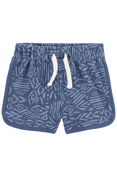 Shorts Infantil Menina Carter’s Azul Estampa Geométrica Algodão