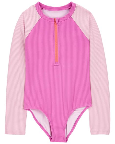 Roupa Infantil Menina Carter’s OshKosh Praia Maiô Rosa Manga Longa