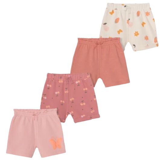 Kit 4 Shorts Pekkle Infantil Menina – Estampas de Borboletas Coloridas