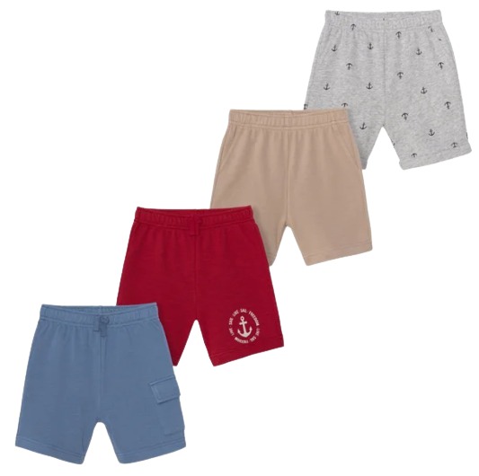 Kit 4 Bermudas Infantis Pekkle com Estampa de Âncora – Menino
