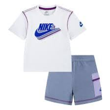 Conjunto Infantil Nike Camiseta Branca com Roxo – Menino