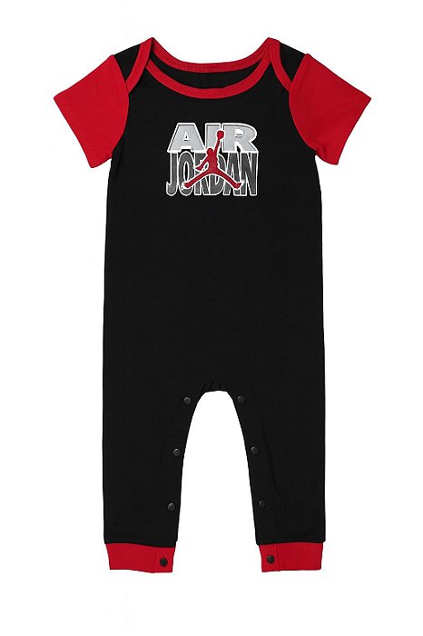 Macacão Bebê Menino Air Jordan Preto Manga Curta