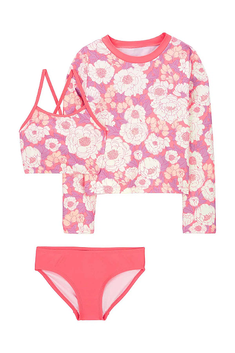 Conjunto Infantil Menina Carter’s 3 Peças Praia Laranja Flores