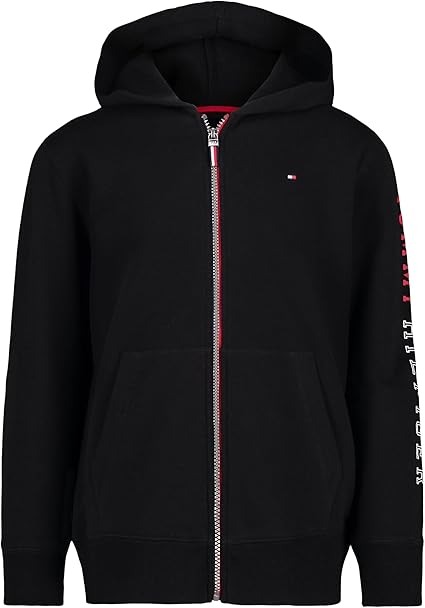 Jaqueta Infantil Tommy Hilfiger Preta com Gorro – Moletom