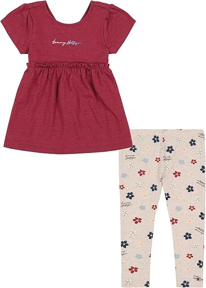 Conjunto Tommy Hilfiger Infantil Bata Bordô e Legging – 2 Peças