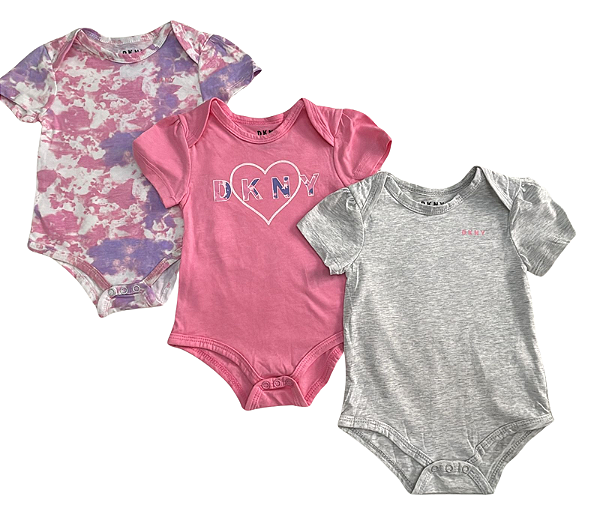 Kit 3 Bodys Infantil Menina DKNY – Rosa e Cinza