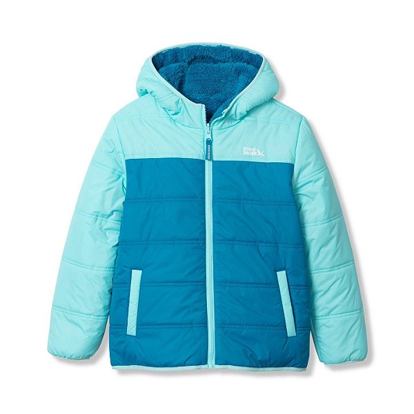 Jaqueta Infantil Eddie Bauer Verde Dupla Face com Sherpa