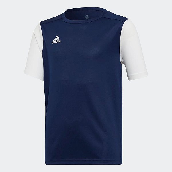 Camiseta Infantil Adidas Azul Marinho e Branco – Menino Estiloso