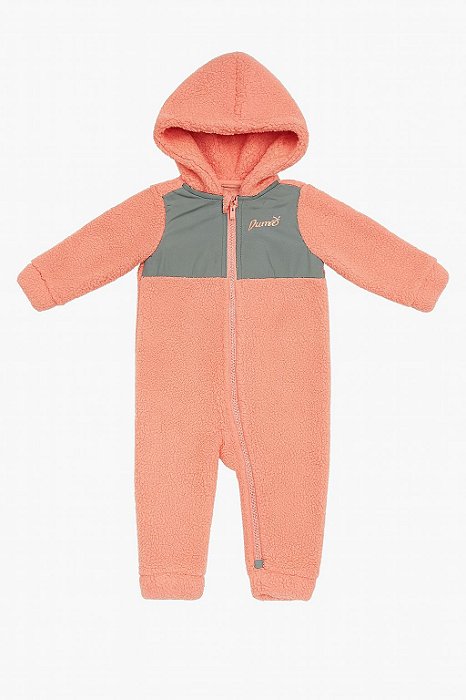 Macacão Sherpa Puma Infantil Menina – Salmão com Cinza Quentinho