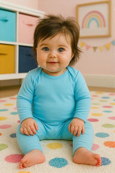 Conjunto Infantil Dadomile Body e Calça Azul – 2 Peças