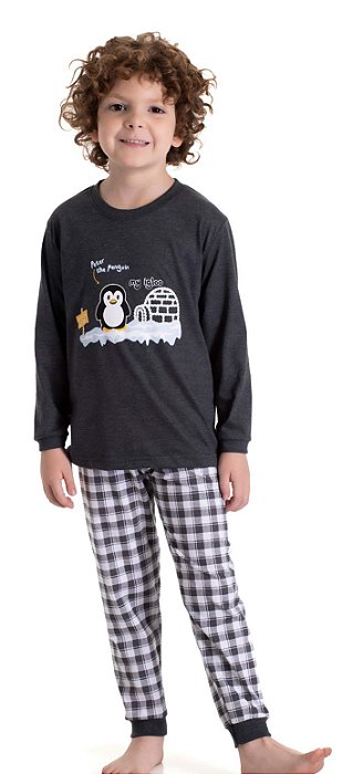 Pijama Infantil Dadomile Pinguim Brilha no Escuro – 2 Peças