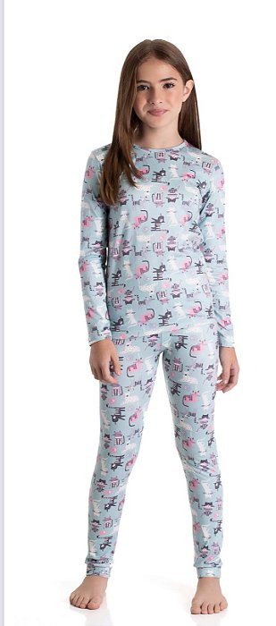 Pijama Infantil Menina Dadomile 2 Peças – Gatinho Modal Confortável