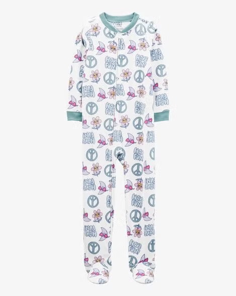 Macacão Infantil Menina Carter’s Fleece Branco Verde Flor