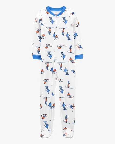 Macacão Fleece Carter’s Branco Estampa Ski – Infantil