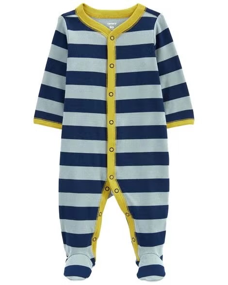 Macacão Carter’s Algodão Listrado Azul – Bebê Conforto