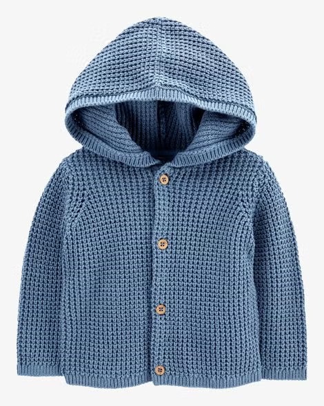Cardigan Infantil Carter’s Lã com Gorro – Inverno Bebê Menino