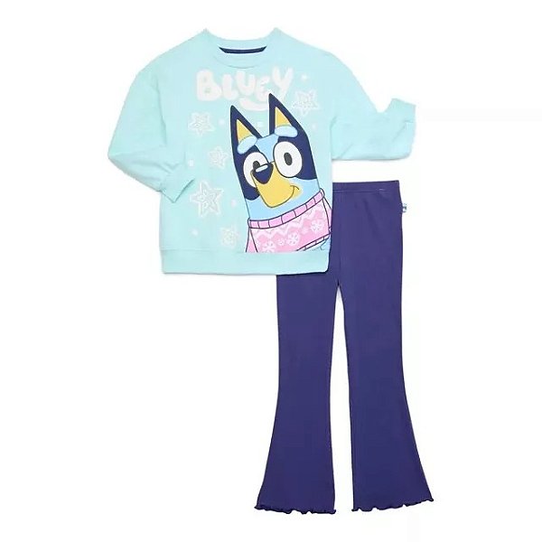 Conjunto Infantil Menina Bluey Blusa Moletom e Calça Legging 2 Peças