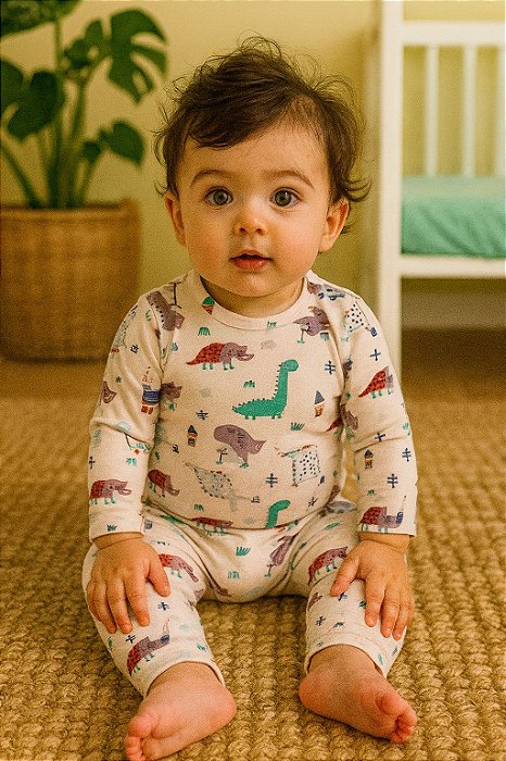 Conjunto Infantil Dadomile Body Dinossauro Modal – 2 Peças