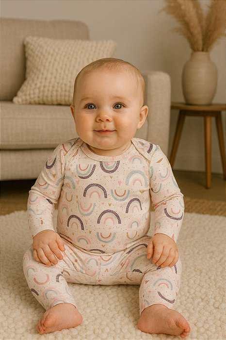 Conjunto Infantil Menina Dadomile 2 Peças – Body Arco-Íris Modal
