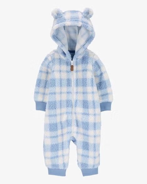 Macacão Carter’s Sherpa Azul Xadrez – Super Quentinho