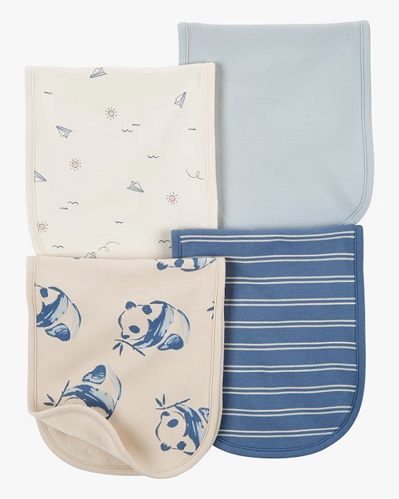 Panos Para Arroto Menino Carters Azul e Panda @
